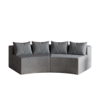 Corduroy Curved Sectional Sofa with Four Pillows