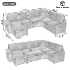 Convertible Sofa Bed Pull Out Sofa Bed 111" Sectional Sofa