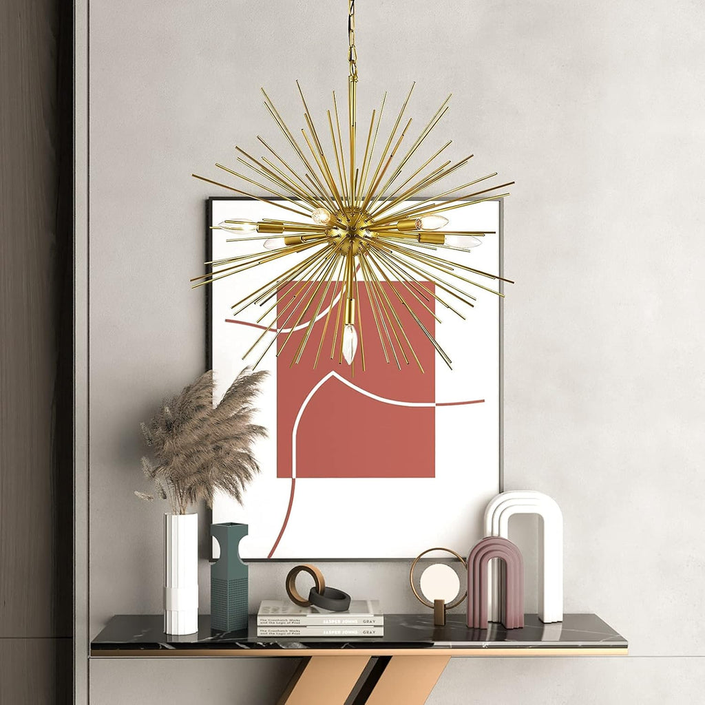 Gold Sputnik Chandelier, 7-Light Satellite Pendant, 25.6 Inch