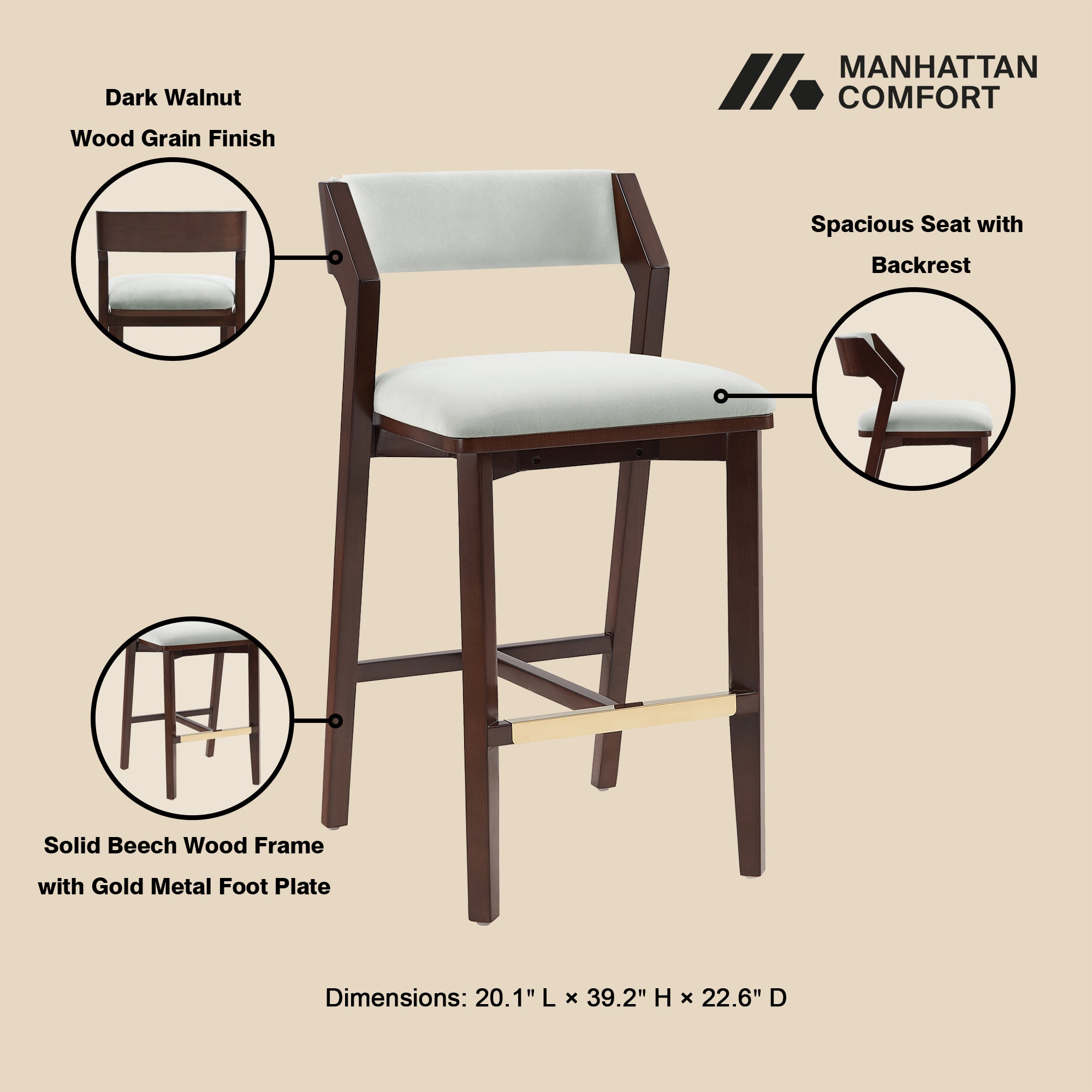 Patricia Velvet Barstool with Backrest