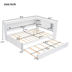 Full Size Wood Daybed with Storage Shelves, USB, LED, and Trundle