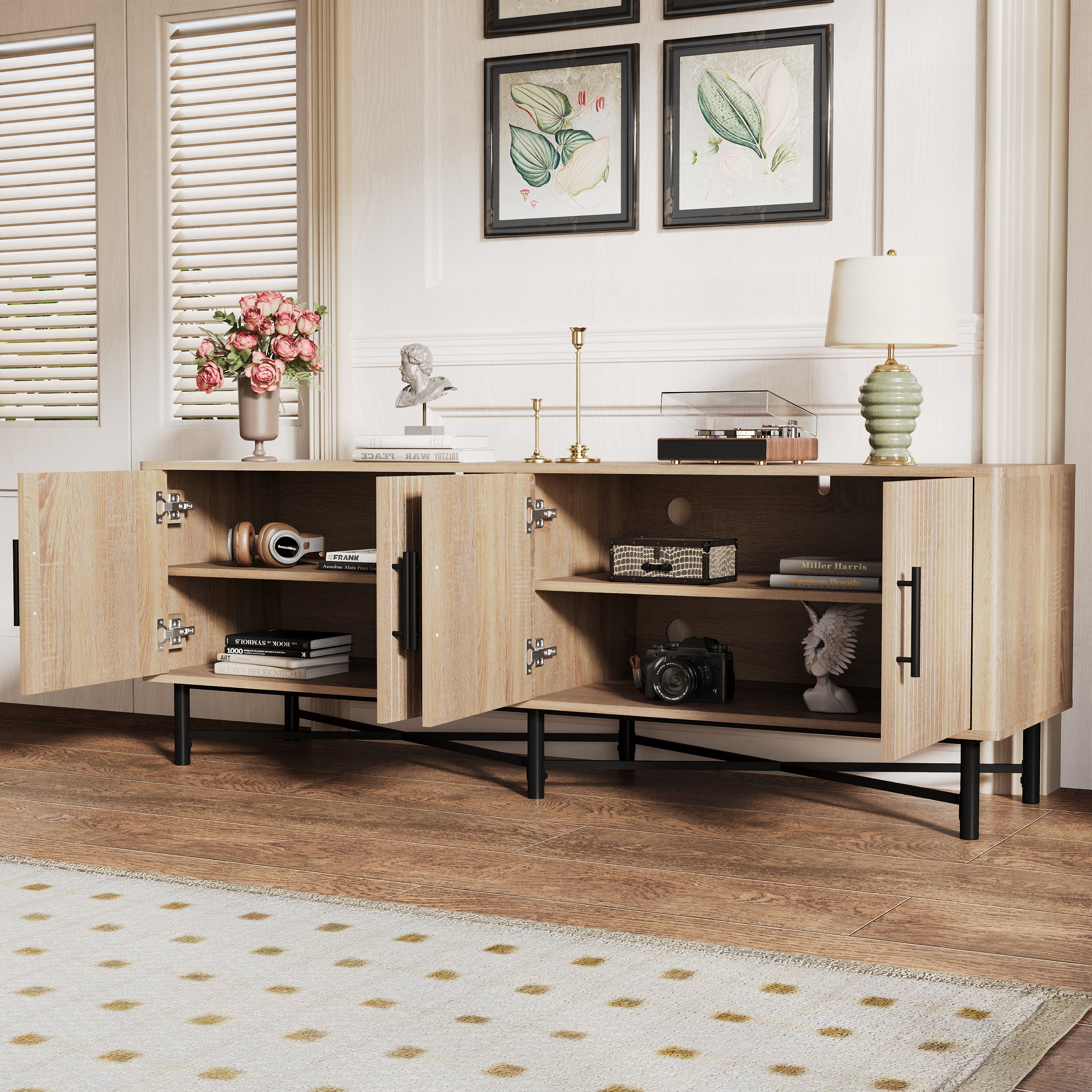 Functional 4-Door TV Cabinet