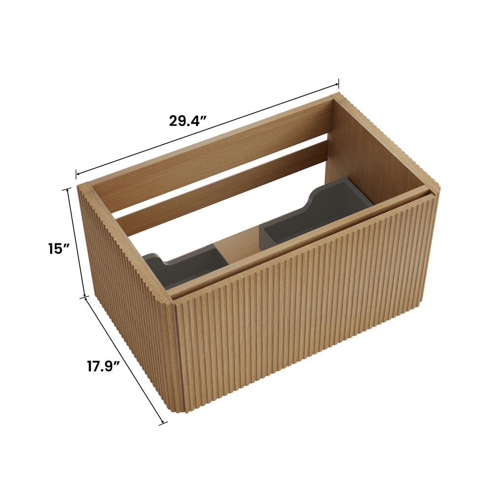 Etna 30-Inch Wall-Mounted Bathroom Vanity, Striped Oak