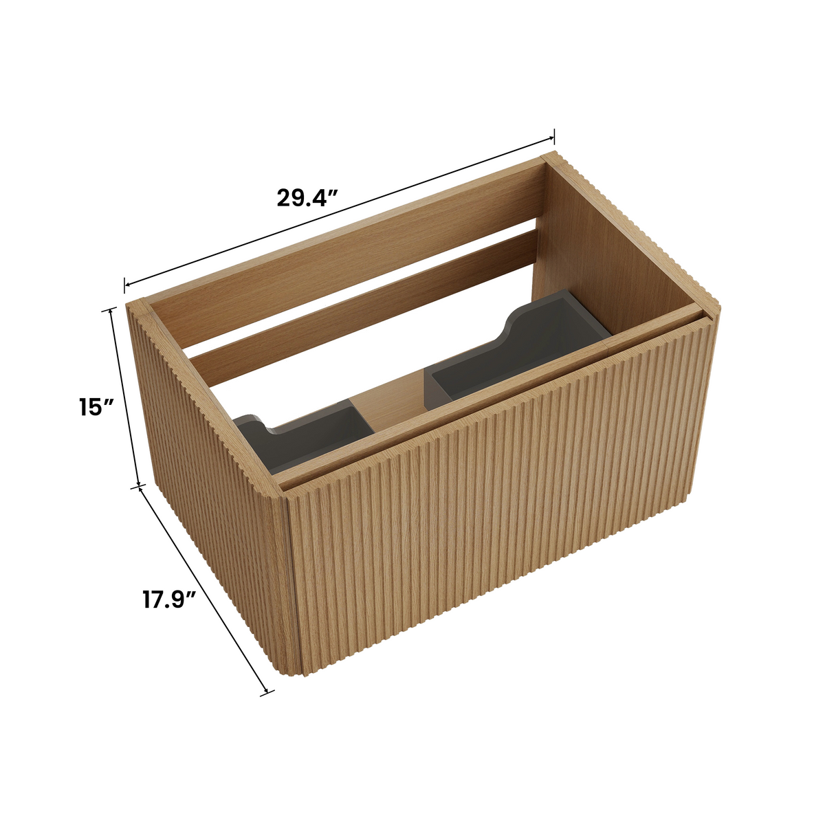 Etna 30-Inch Wall-Mounted Bathroom Vanity, Striped Oak