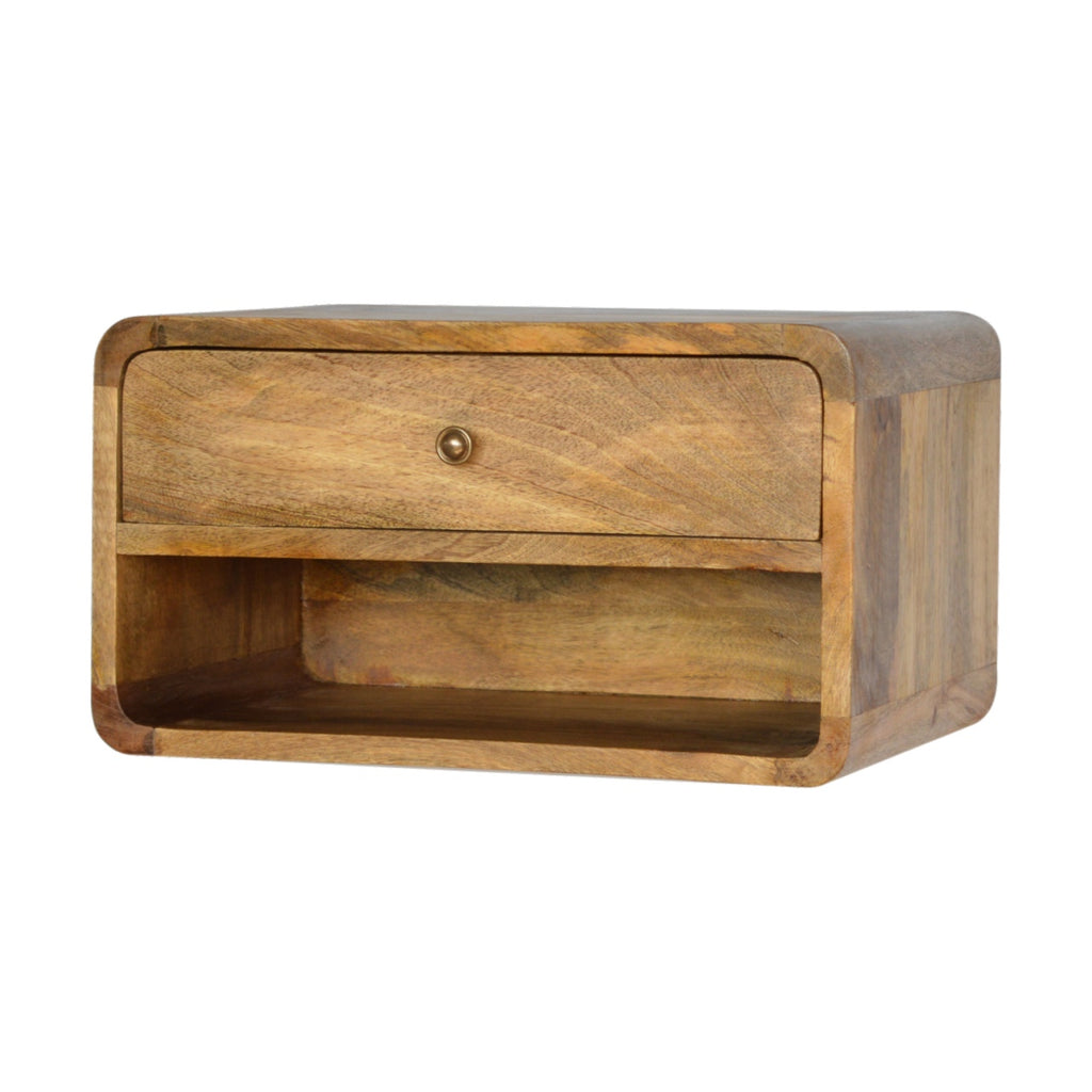 Solid Wood Floating Curve Open Slot, 1-Drawer Nightstand