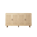 Elegant and Functional 4-Door Rattan Decorative Storage Cabinet