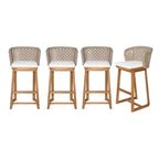 Outdoor Acacia Wood Bar Stools (4 PCS)
