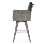 30" Outdoor Wicker Swivel Barstool with Water Resistant Cushion