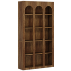 70.87" 5-Tier Rustic Brown Farmhouse Arched Bookcase
