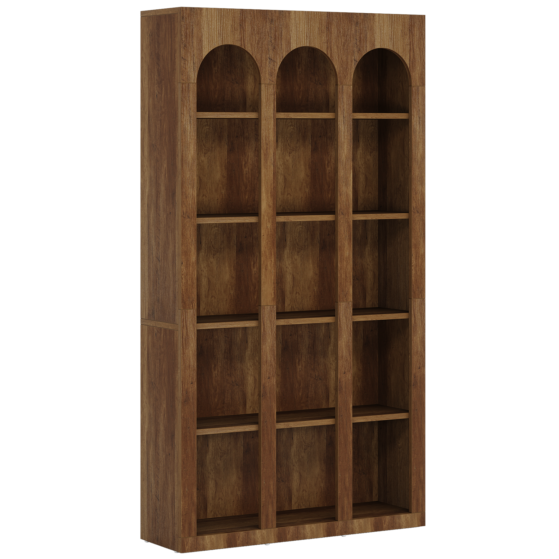 70.87" 5-Tier Rustic Brown Farmhouse Arched Bookcase