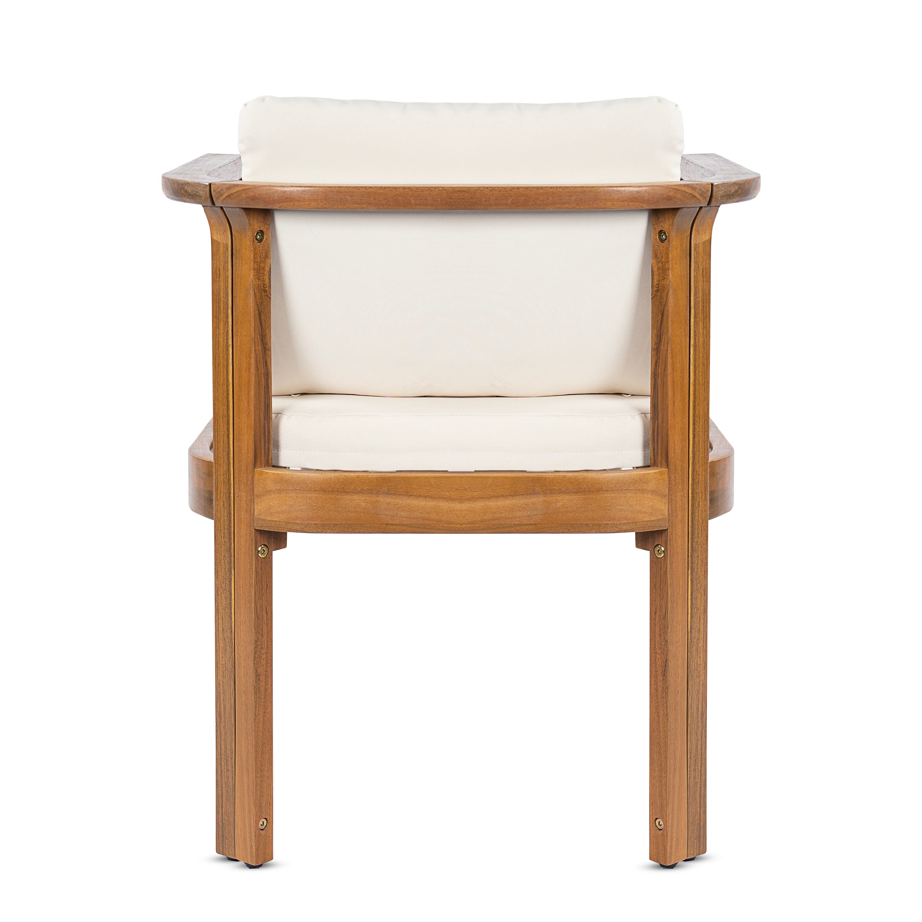 Outdoor Dining Chair Set of 2 with Curved Acacia Wood Arms