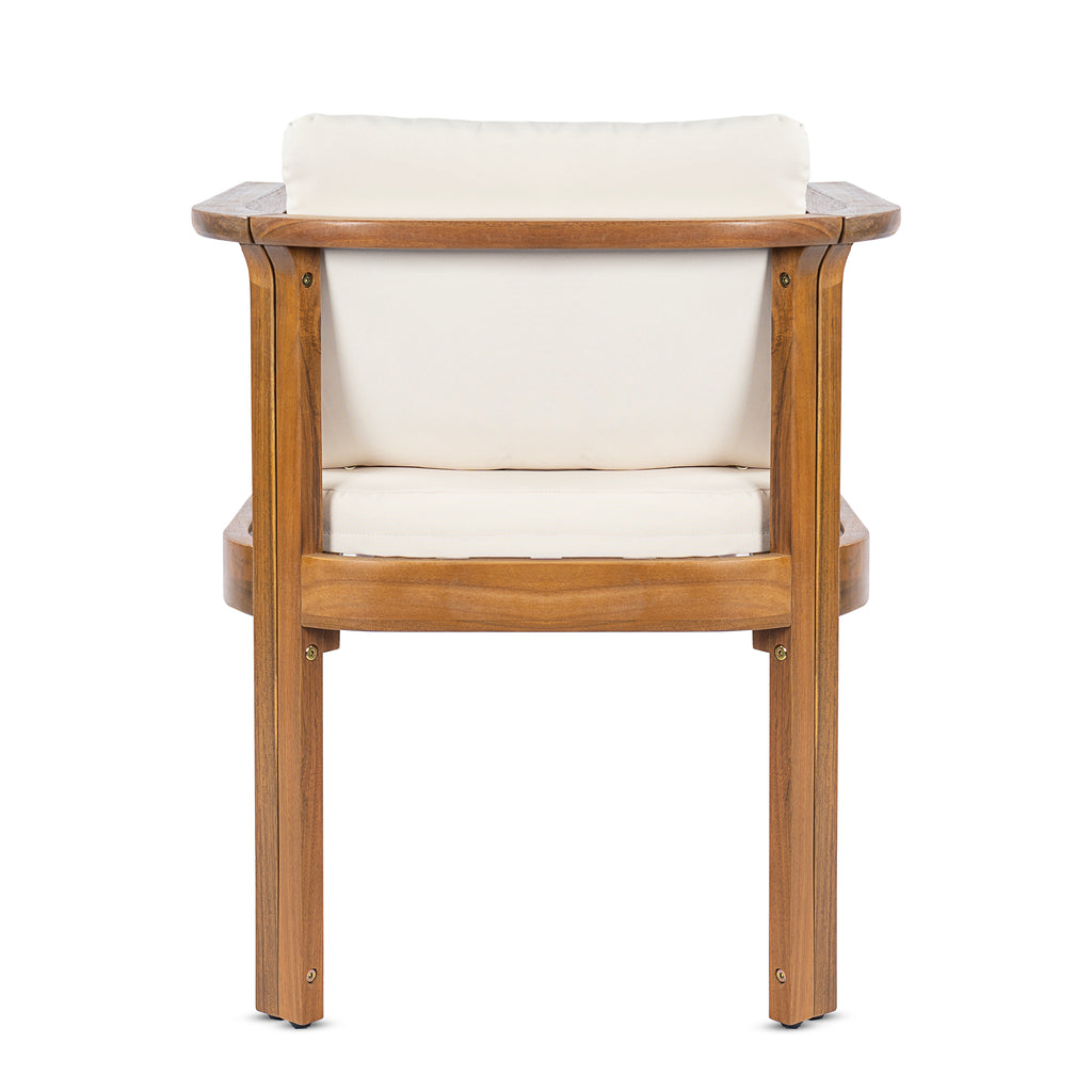 Outdoor Dining Chair Set of 4 with Curved Acacia Wood Arms