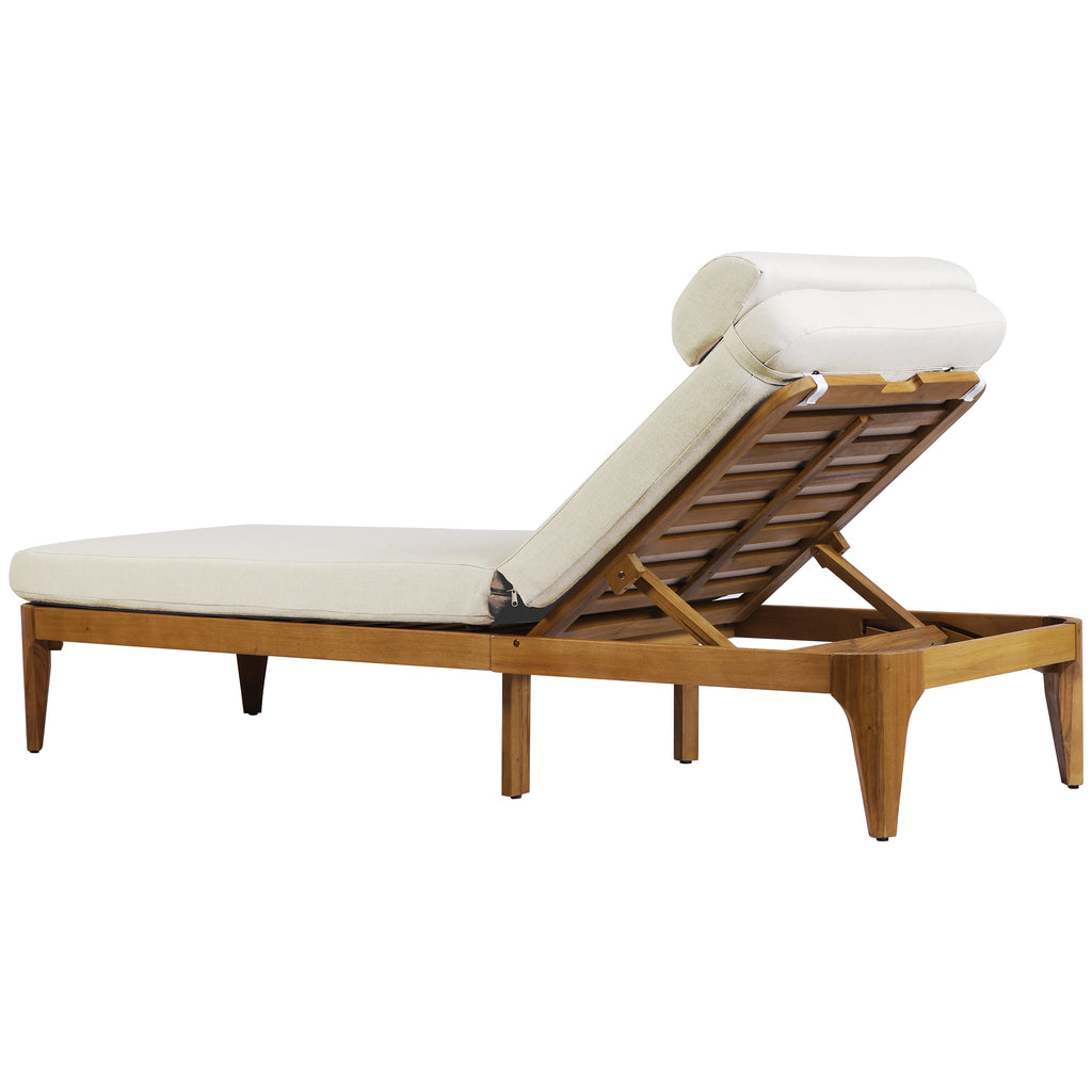 TOPMAX Acacia Wood Chaise Lounge - Outdoor Sun Lounge Chair