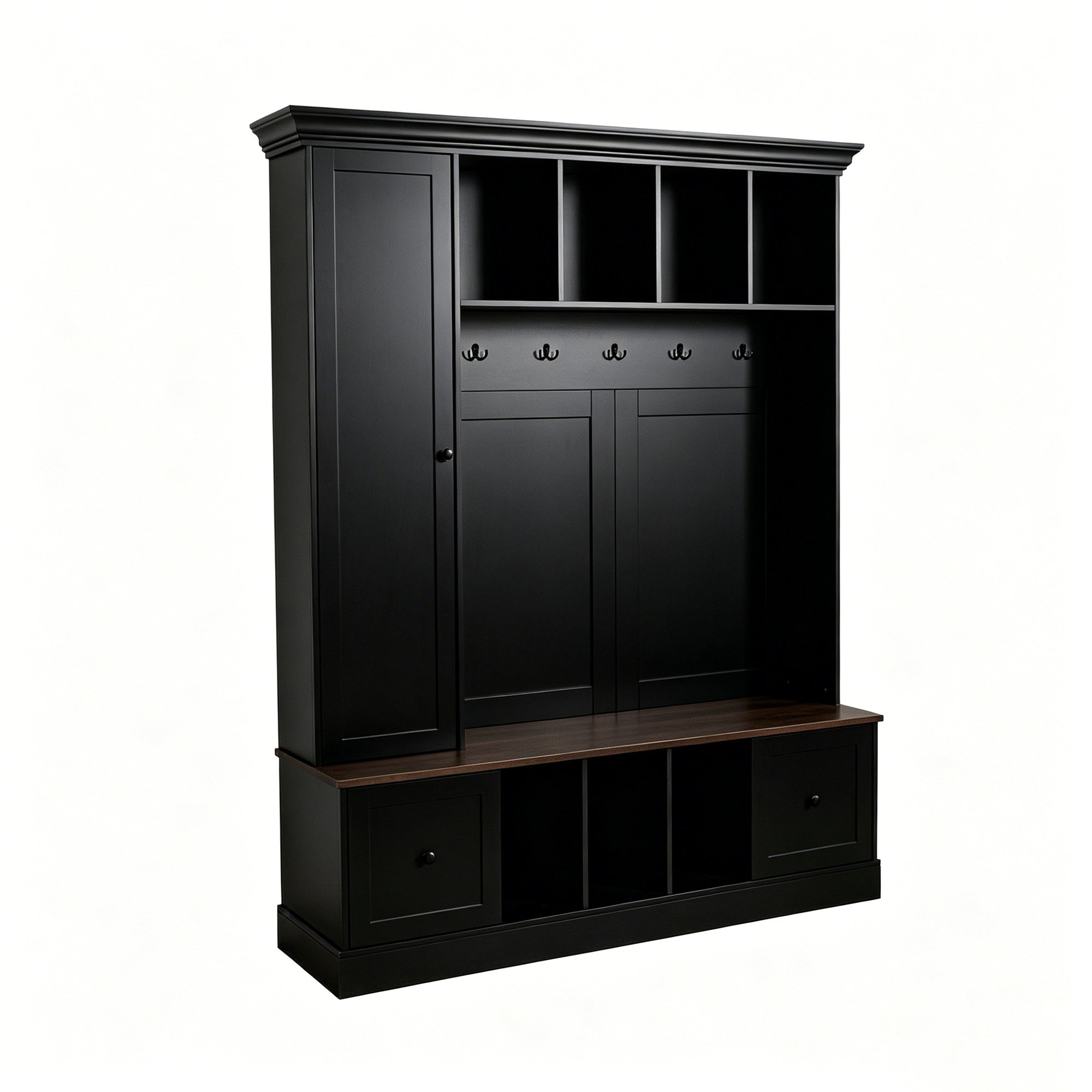Vibe Haus 62.2''W Farmhouse Hall Tree with Shoe Storage Bench