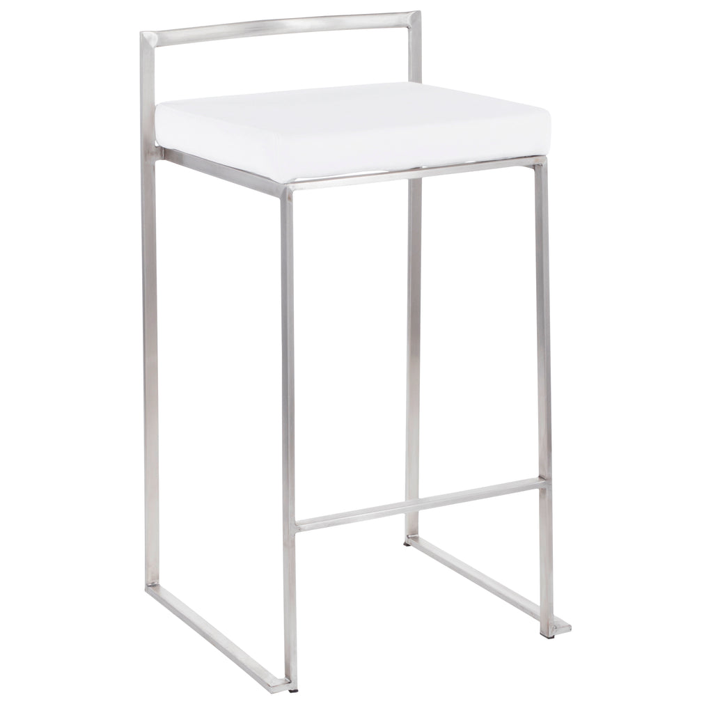 26" Contemporary Stackable Counter Stool Set in Stainless Steel