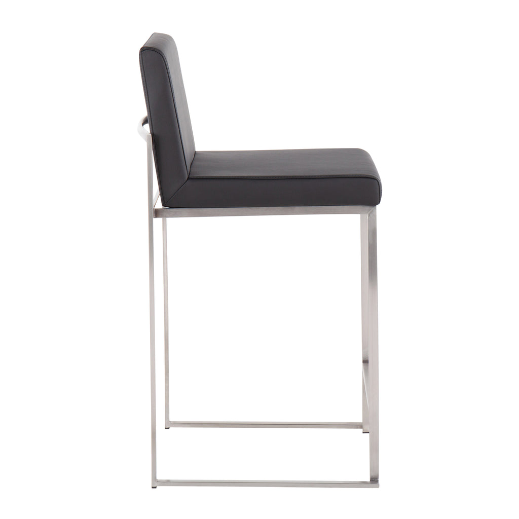 High Back Counter Stool in Stainless Steel