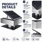 12" Stainless Steel Solar Roof Vent Fan