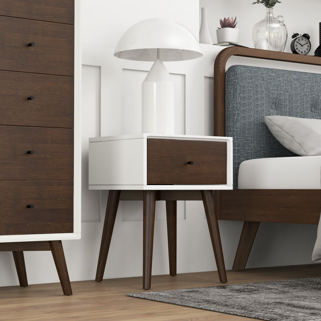 Avery Mid-Century Modern Solid Wood Night Stand 1 Drawer
