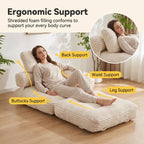 Boneless Foldable Floor Sofa Bed with Armrest & Pillows