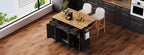 K&K 54-Inch Large Kitchen Island with Rubber Wood Drop Leaf