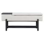 TREXM Farmhouse Upholstered Storage Bench with Hidden Compartment