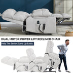 Beige Dual Motor Infinite Position Power Lift Recliner Chair