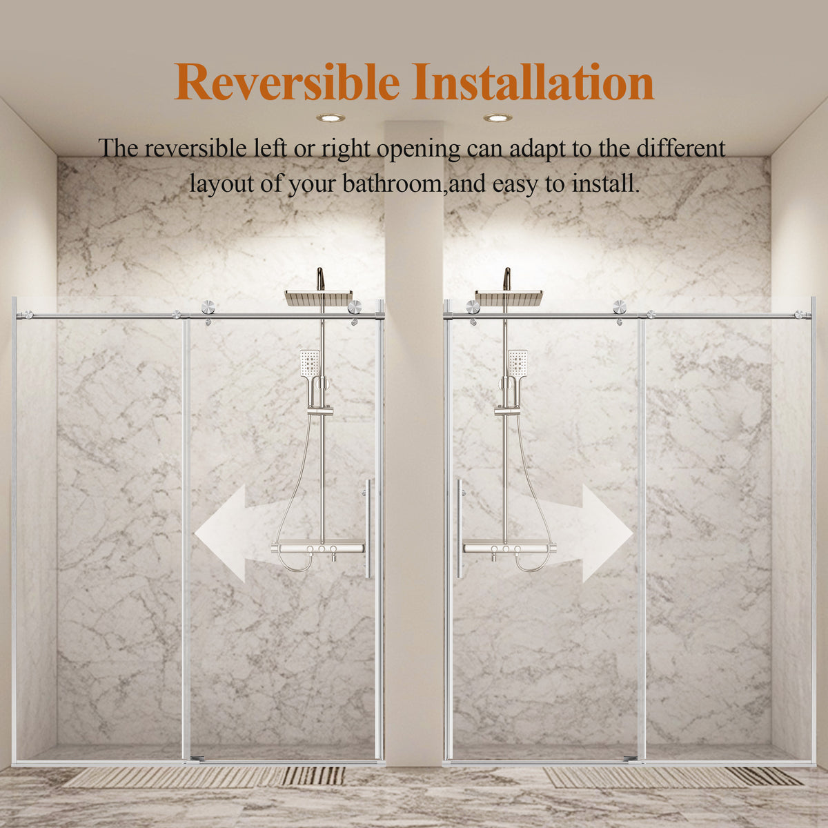 Stainless Steel Round Tube Frameless Shower Door