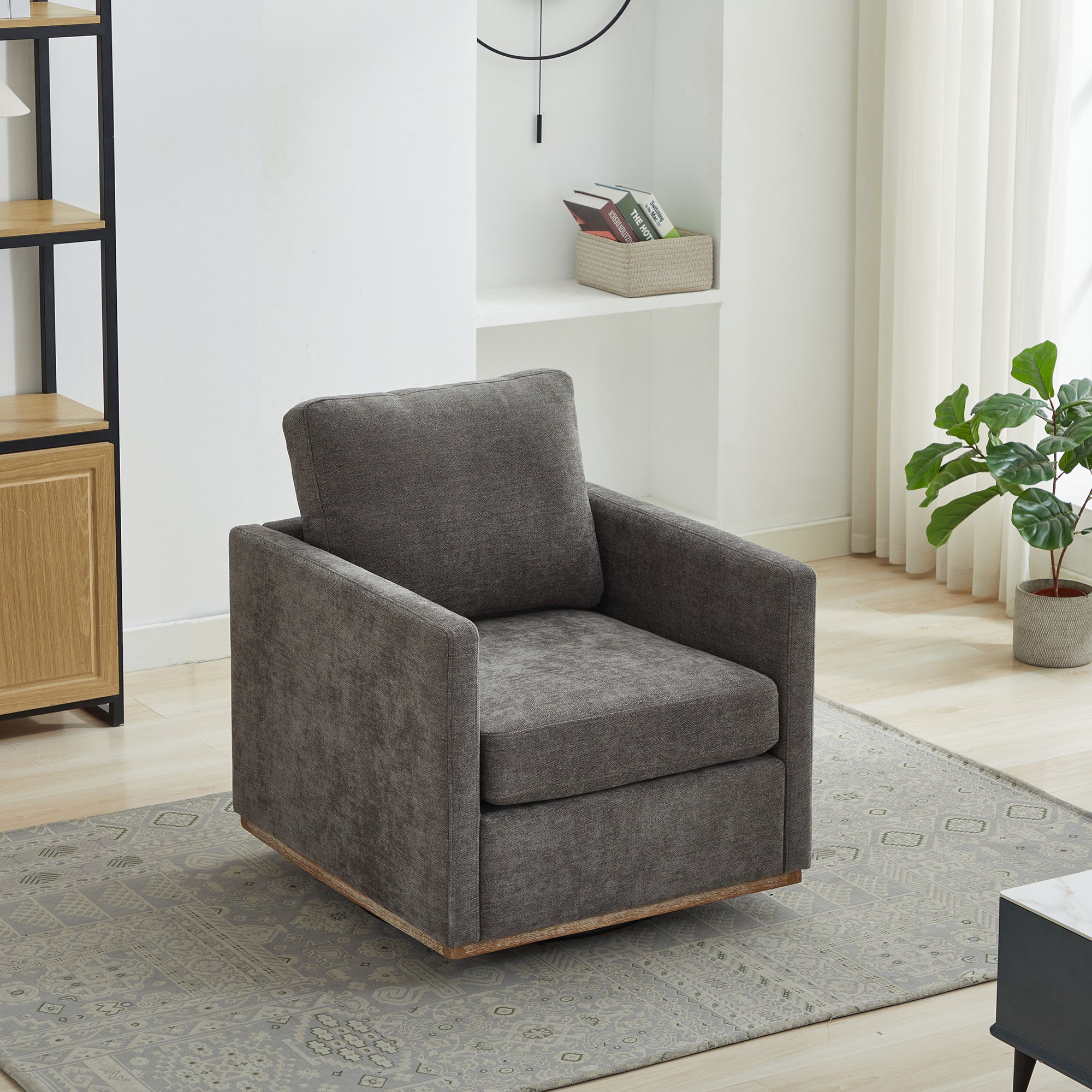 30.7"W Square Upholstered Swivel Accent Chair