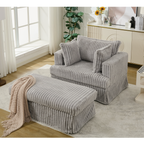 47.7" Oversized Corduroy Chaise Longue with Ottoman