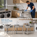 Stainless Steel Utility Sink, Freestanding Sink 3