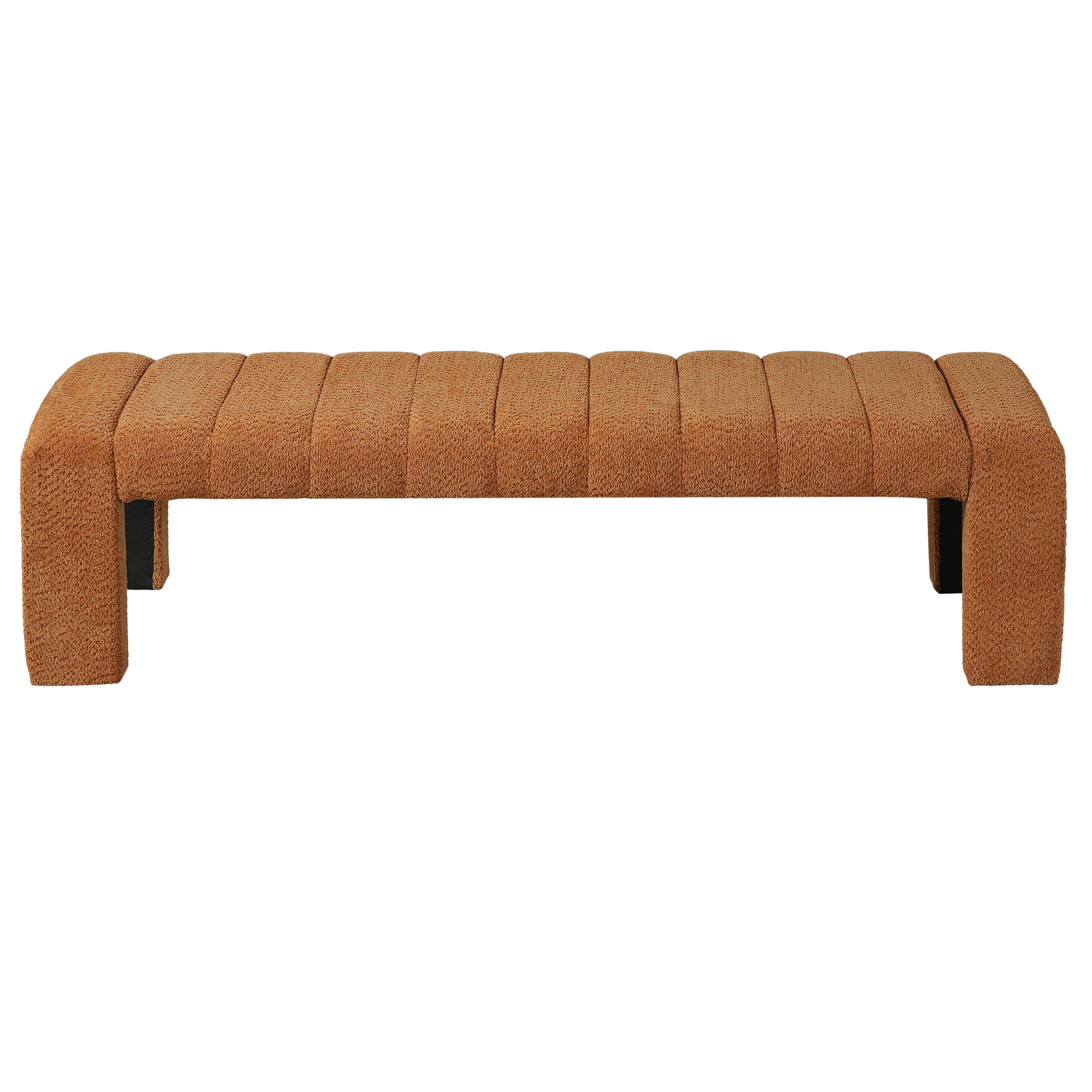 63-Inch Modern Minimalist Multi-Functional Boucle Bench - Orange