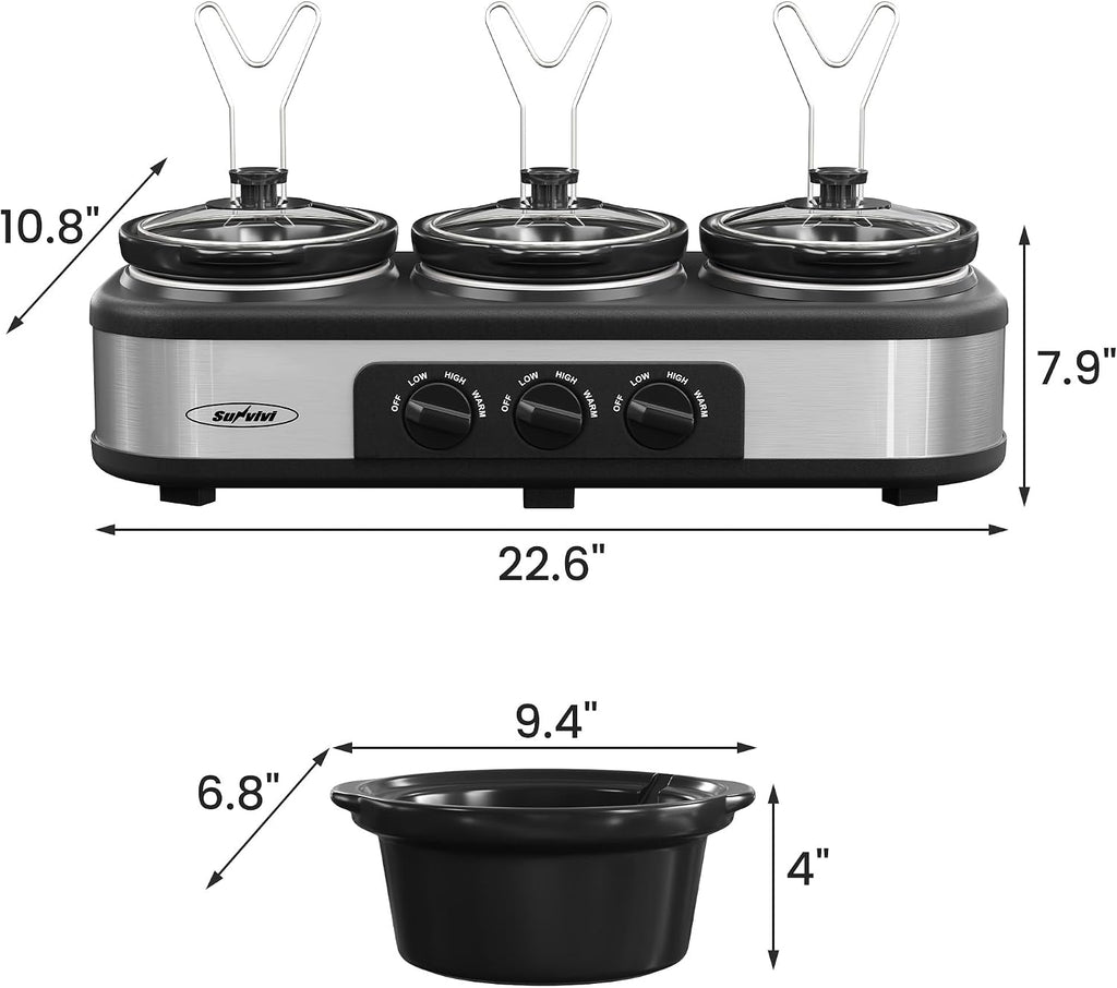 Triple Slow Cooker & Food Warmer