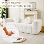 84.6-Inch Modern Boneless Couch with Two Circular Throw Pillows