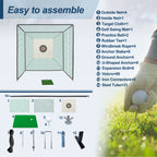10x10x10ft Golf Practice Net Cage with Metal Frame Hitting Net Kit
