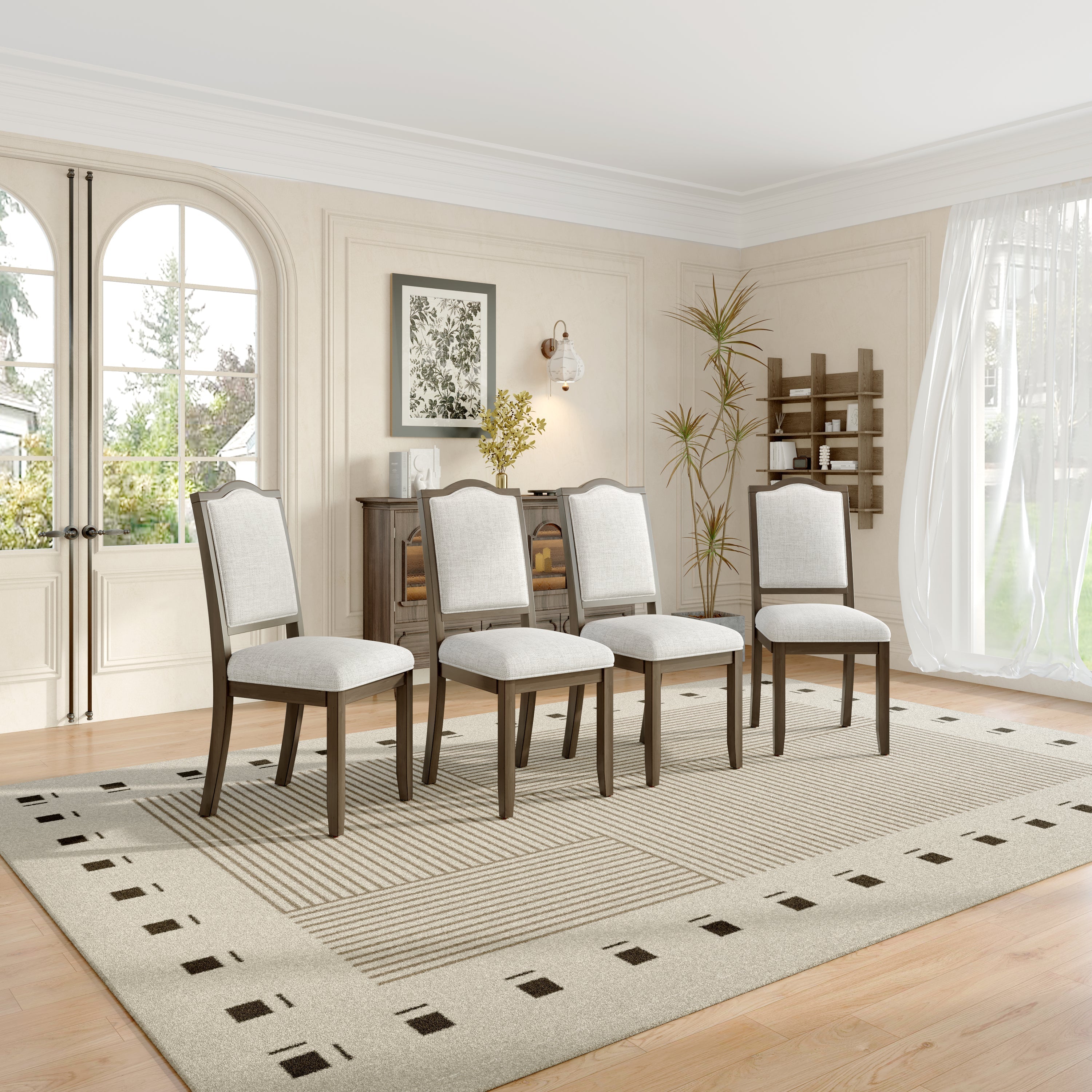 Farmhouse Dining Chairs Set of 4, Upholstered High Back