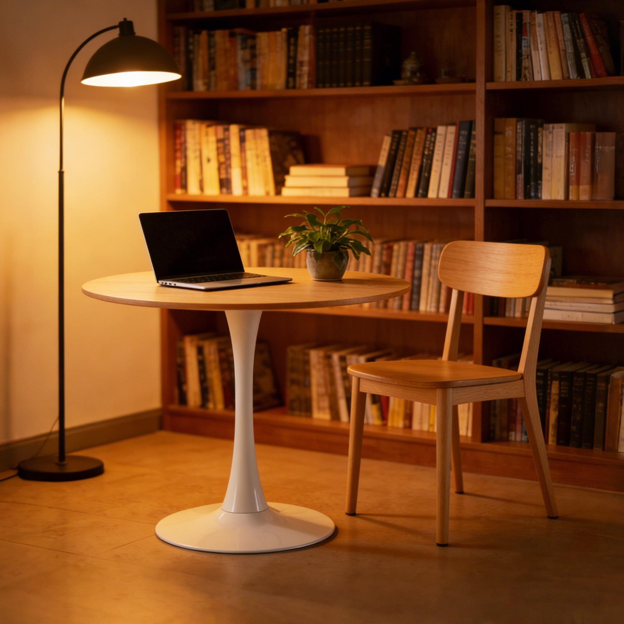 31.5" Oak Color Top Tulip Table