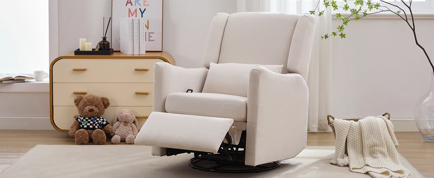 29.5" Wide Wingback Swivel Rocker Recliner Chair