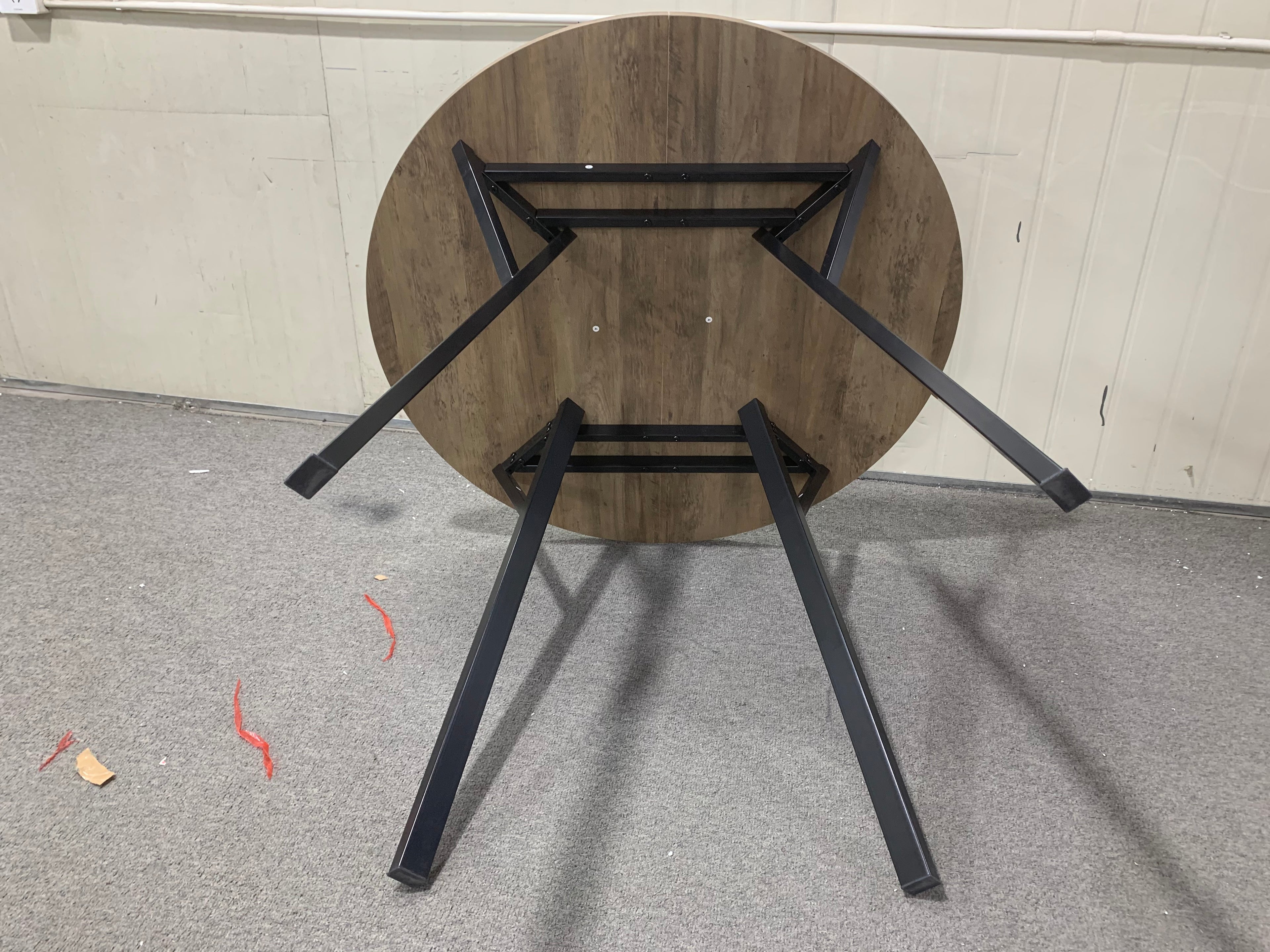 35.43 Inch Round Dining Table with Metal Frame