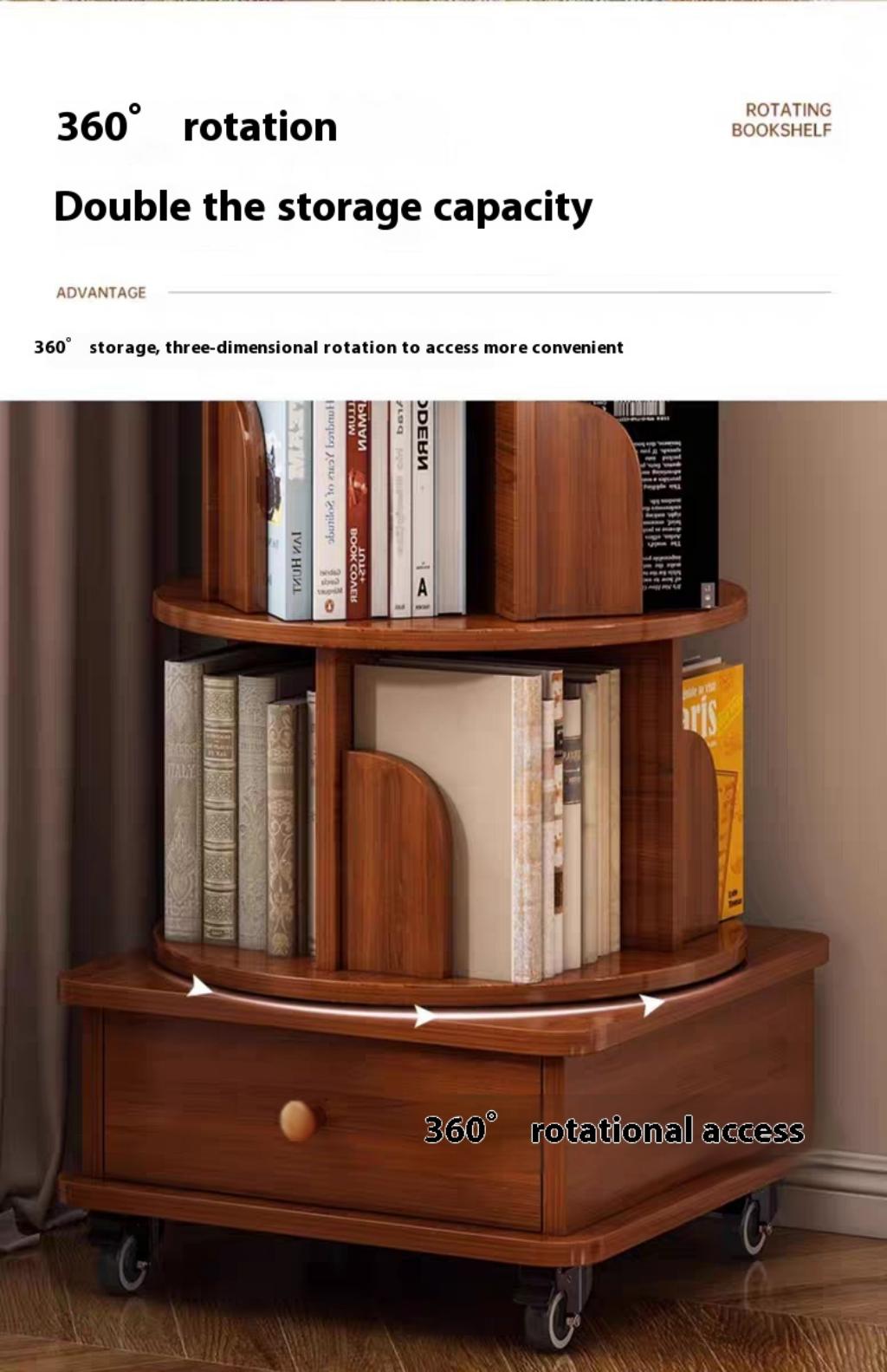Upgraded Rotating Bookshelf - 360° Display Corner Rack