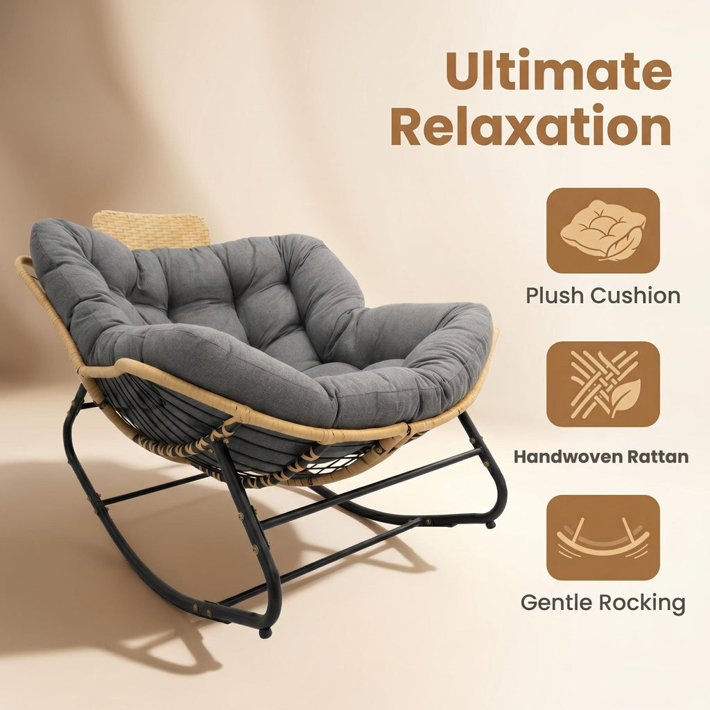 39.37" Papasan Rocking Chair - Outdoor Oversized Patio Egg Chair