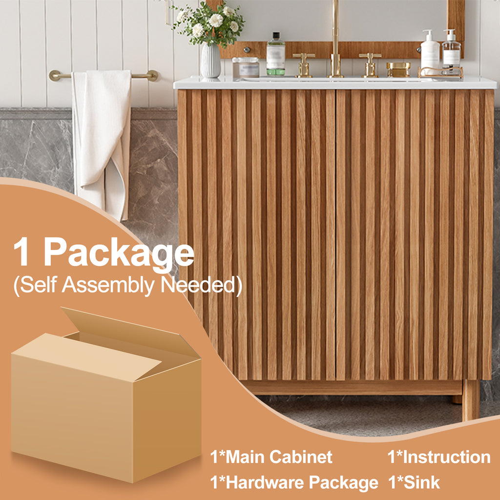 29.9-Inch Traditional Bathroom Vanity with Ceramic Sink