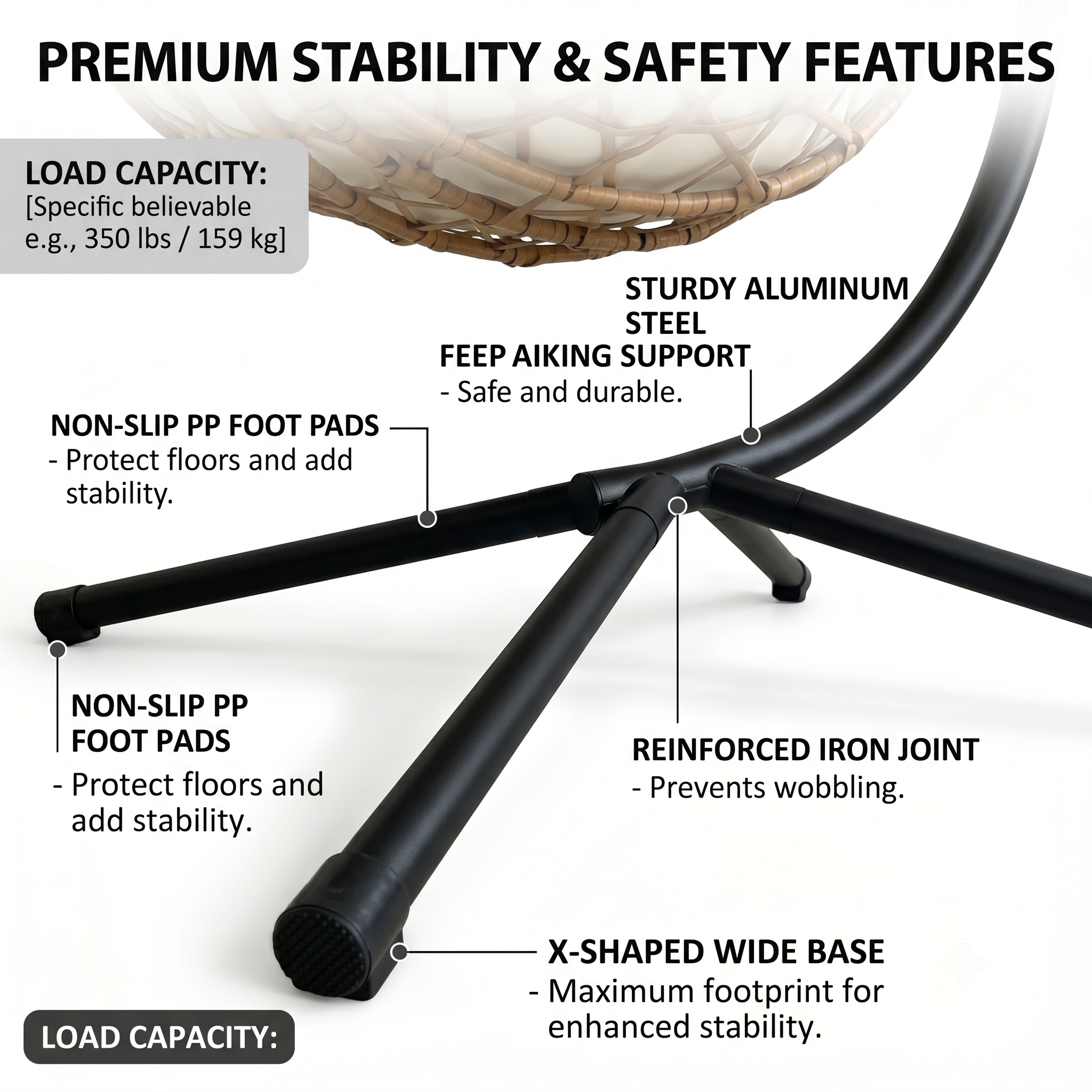 Foldable Hanging Egg Chair with Stand