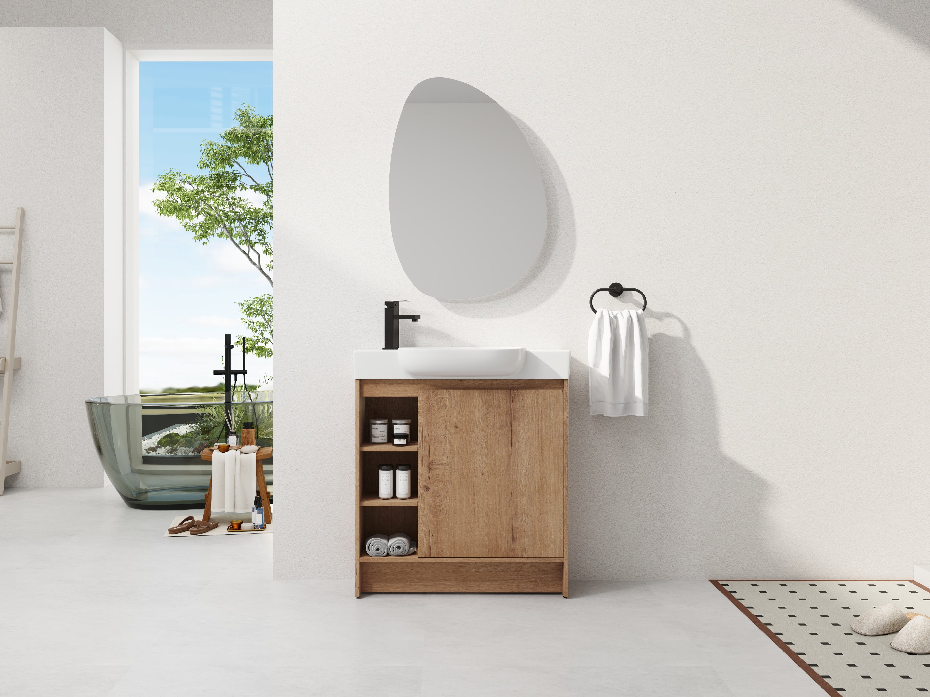 30'' Freestanding Bathroom Vanity with Ceramic Sink