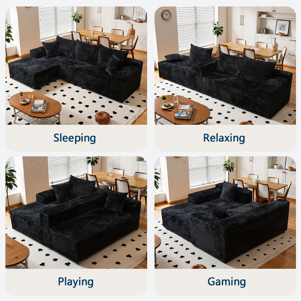 96" Frameless Boneless Soft Sofa with L-Shaped Chaise