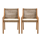 Outdoor Dining Chair Set - Acacia Wood and Wicker