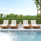 Lounge Chaise Set - Acacia Solid Wood with Lounge Cushion