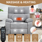 Grey Heat Massage Dual Motor Electric Power Lift Recliner