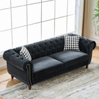 Chesterfield Velvet Upholstery Fabric Sofa - 3 Seater