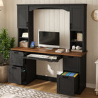 On-Trend Farmhouse Arched Computer Desk with Hutch