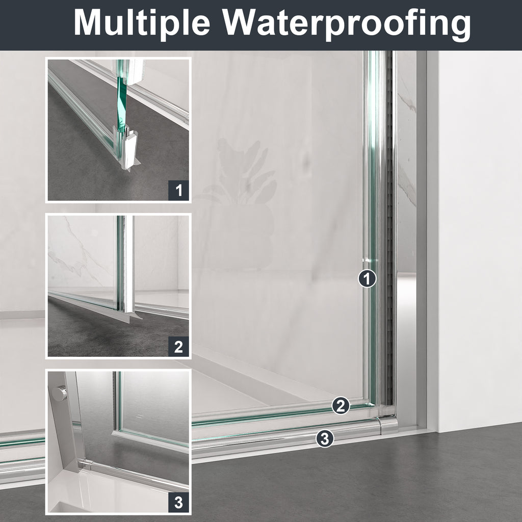 Frameless Circular Pivot Shower Door - 34"W x 72"H
